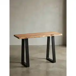 Netto Marken-Discount Konsolentisch – Akazie Massivholz, 120cm breit, 2 Metallbeine, mit Baumkante, Landhausstil Angebot