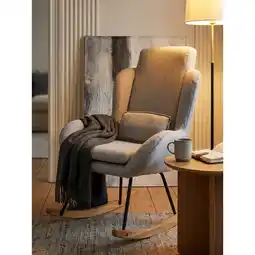 Netto Marken-Discount Schaukelstuhl Stoff Holz Wippfunktion Hochlehne CAPRI, Grau 75x88x110 cm Angebot