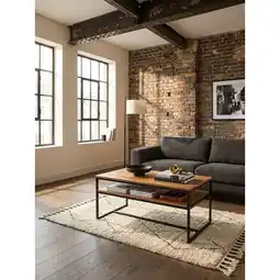 Netto Marken-Discount Couchtisch Massivholz Metall 100x60x45 cm, Industrial Design mit Stauraum Angebot