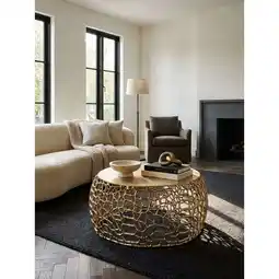 Netto Marken-Discount Couchtisch Aluminium Rund mit Ast-Struktur, Gold 66x66x30 cm Angebot