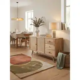 Netto Marken-Discount Sideboard – Mango Massivholz/Rattan, 140x75x40cm, 3 Schubladen, 2 Türen Angebot