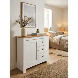 Netto Marken-Discount Sideboard – Weiß/Eiche, 79x81x35cm, 3 Schubladen, 1 Tür Angebot