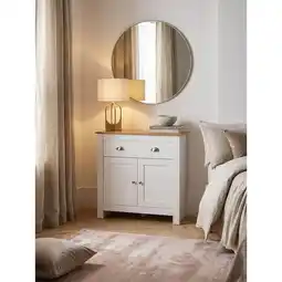Netto Marken-Discount Sideboard – Weiß/Eiche, 79x81x34,5cm, 2 Schubladen, Türen Angebot