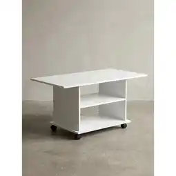 Netto Marken-Discount Couchtisch drehbar mit Rollen und Stauraum aus Holz, Weiß 54x95x51 cm Angebot
