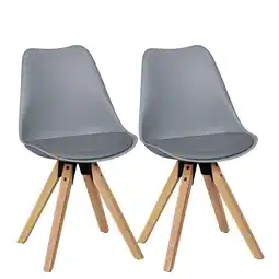 Netto Marken-Discount Esszimmerstuhl 2er Set Kunstleder mit Holzgestell Retro Skandinavisch gepolstert, Grau 49x52x87 cm Angebot