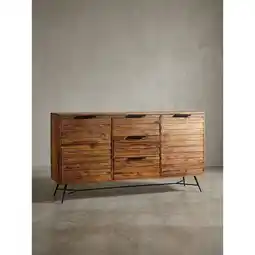 Netto Marken-Discount Sideboard – Mango Massivholz/Metall, 160x40x88cm, mit Türen, Schubladen Angebot