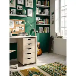 Netto Marken-Discount Rollcontainer – Sonoma MDF, 33x64x38 cm, 5 Schubladen, Rollen, modern Angebot