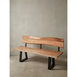 Netto Marken-Discount Esszimmerbank Massivholz Baumkante mit Lehne, Akazie 160x60x84 cm Angebot