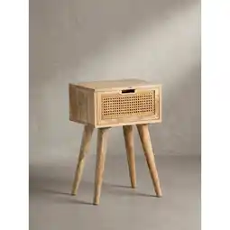Netto Marken-Discount Nachttisch – Mango Massivholz/Rattan, 40x60x30 cm, Braun, 1 Schublade, Wiener Geflecht Angebot