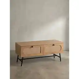 Netto Marken-Discount Lowboard Eiche-Dekor Rattan Modern Stil 100x45x40 cm mit Schubladen Angebot
