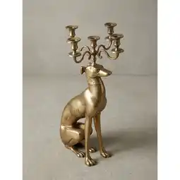 Netto Marken-Discount Dekofigur Kerzenhalter Windhund Aluminium Gold 69 cm mit 5 Armen Angebot