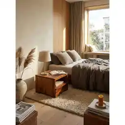 Netto Marken-Discount Nachttisch Massivholz Schublade Ablage Landhausstil MUMBAI, Dunkelbraun 40x40x30 cm Angebot