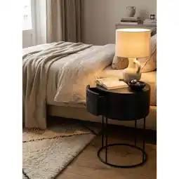 Netto Marken-Discount Nachttisch Mango Massivholz Metall Rund Schublade Stauraum, Schwarz 40x40x60 cm Angebot