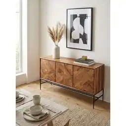 Netto Marken-Discount Sideboard – Mango Massivholz/Metall, 123x70x45cm, mit Türen Angebot