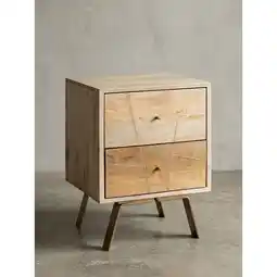 Netto Marken-Discount Nachttisch – Mango Massivholz, 40x56x40cm, hoch, 2 Schubladen, Landhausstil Angebot