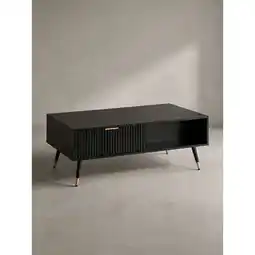 Netto Marken-Discount Couchtisch Schwarz Eiche-Dekor mit Stauraum 110x60x43 cm Metallbeine Angebot
