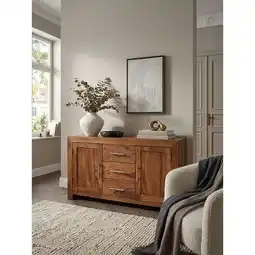 Netto Marken-Discount Sideboard – Massivholz, 118cm, 3 Schubladen, 2 Türen, Landhausstil Angebot