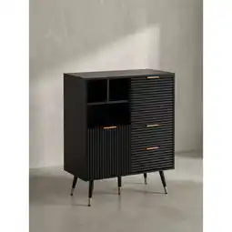 Netto Marken-Discount Sideboard – Schwarz/Eiche-Dekor, 77x97x40cm, mit Türen, Schubladen, Regal, Metallbeine Angebot