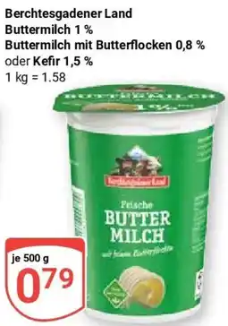 Globus Berchtesgadener Land Buttermilch 1% Buttermilch mit Butterflocken 0,8 % oder Kefir 1,5% Angebot