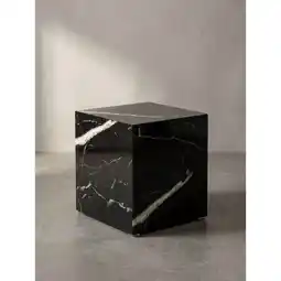 Netto Marken-Discount Couchtisch MONOBLOC in Hochglanz mit Marmor-Optik, Würfelform, Schwarz 40x40x45 cm Angebot
