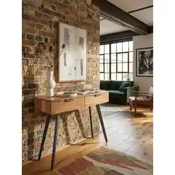 Netto Marken-Discount Konsolentisch – Akazie Massivholz/Metall, 90x78x36cm, mit Schubladen, modern Angebot