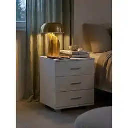 Netto Marken-Discount Nachttisch Holz 3 Schubladen Modern LATINA, Weiß 45x34x54 cm Angebot