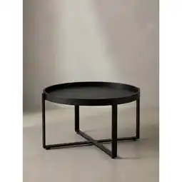 Netto Marken-Discount Couchtisch Schwarz Mango Massivholz Metall, Rund mit erhöhtem Rand, 60x60x35 cm Angebot
