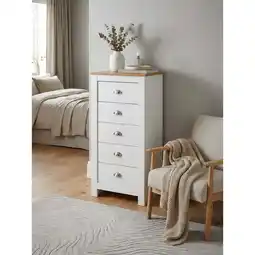 Netto Marken-Discount Sideboard – Weiß/Eiche, 53x114x39cm, 5 Schubladen, schmal Angebot