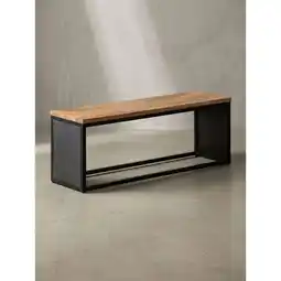 Netto Marken-Discount Sitzbank – Akazie Massivholz/Steinoptik, 120x45x35 cm, Metallgestell Angebot