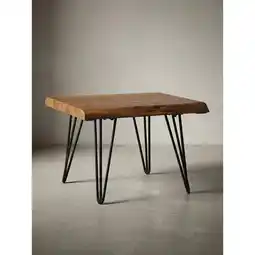 Netto Marken-Discount Couchtisch in Braun aus Massivholz mit Baumkante und Metallbeinen, 56x38x51cm Angebot