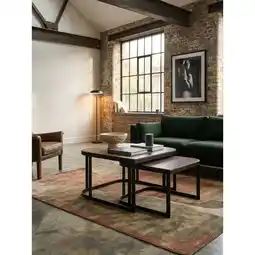Netto Marken-Discount Couchtisch 2er Set Mango Massivholz Metall Rund Industrial Hell, Dunkelbraun 60x60x40 cm Angebot