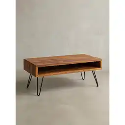 Netto Marken-Discount Couchtisch Sheesham Massivholz/Metall Rechteckig 100x40x50 cm Angebot