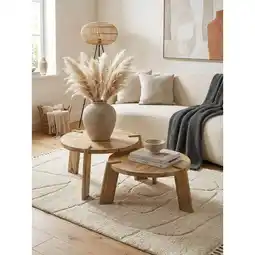 Netto Marken-Discount Couchtisch 2er Set Mango Massivholz Rund, Hellbraun 53x53x32 cm Angebot