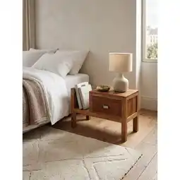 Netto Marken-Discount Nachttisch – Massivholz, 40cm hoch, Schublade & Ablagefach, Landhausstil Angebot