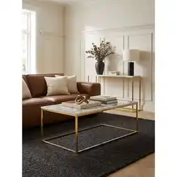 Netto Marken-Discount Couchtisch mit Marmor-Optik und Metall-Gestell, Eckig, Weiß 100x60x40 cm Angebot
