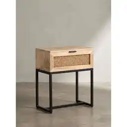 Netto Marken-Discount Nachttisch – Mango Massivholz/Rattan, 50x60x30 cm, 1 Schublade, Wiener Geflecht Angebot