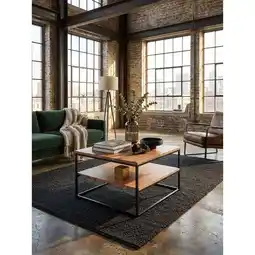 Netto Marken-Discount Couchtisch Massivholz Metall 60x60x41cm mit Stauraum Industrial Design Angebot
