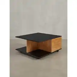 Netto Marken-Discount Couchtisch mit Rollen, 2 Schubladen und Fächern, Braun-Schwarz 70x70x36 cm Angebot