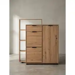 Netto Marken-Discount Schuhschrank – Eiche-Dekor, 98x110x30 cm, geschlossen, mit Schublade Angebot