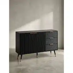Netto Marken-Discount Sideboard – Schwarz/Eiche-Dekor, 120x80x40cm, mit Türen und Schubladen, Metallbeine Angebot
