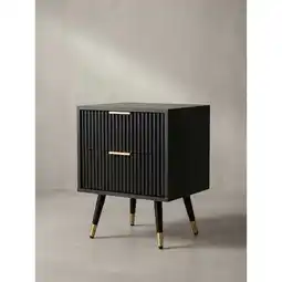 Netto Marken-Discount Nachttisch – Schwarz/Eiche-Dekor, 43,5x39x56 cm, mit Schubladen, modern Angebot