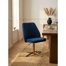 Netto Marken-Discount Drehstuhl Samt mit Lehne und ohne Rollen, Blau 46x47x100 cm Angebot