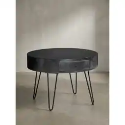 Netto Marken-Discount Couchtisch Rund Mango Massivholz Metall, 60x60x43 cm, mit Schublade, Stauraum und Haarnadelbeinen Angebot