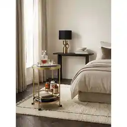 Netto Marken-Discount Servierwagen – Gold, Ø 45 cm, Schwarzglas, 2 Ebenen, auf Rollen Angebot