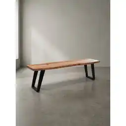Netto Marken-Discount Esszimmerbank Massivholz Metall Baumkante U-Beine, Akazie 160x40x46 cm Angebot