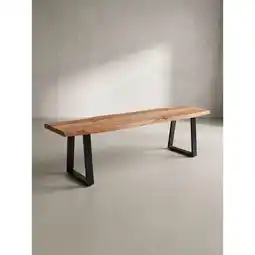 Netto Marken-Discount Esszimmerbank Massivholz Metall Baumkante ohne Lehne, Akazie 140x40x46 cm Angebot