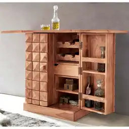 Netto Marken-Discount Hausbar aus Massivholz mit Klappfunktion und Stauraum für Flaschen und Gläser, Akazie 65x50x91 cm Angebot