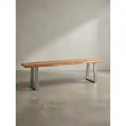 Netto Marken-Discount Esszimmerbank Massivholz Metall Baumkante Chromgestell, Akazie 160x40x46 cm Angebot