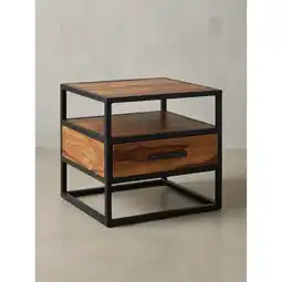 Netto Marken-Discount Nachttisch – Massivholz/Metall, 50x45x45cm, Schublade, Industrial-Stil Angebot