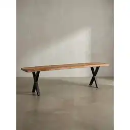 Netto Marken-Discount Esszimmerbank Massivholz Metall Baumkante X-Beine, Akazie 140x40x46 cm Angebot